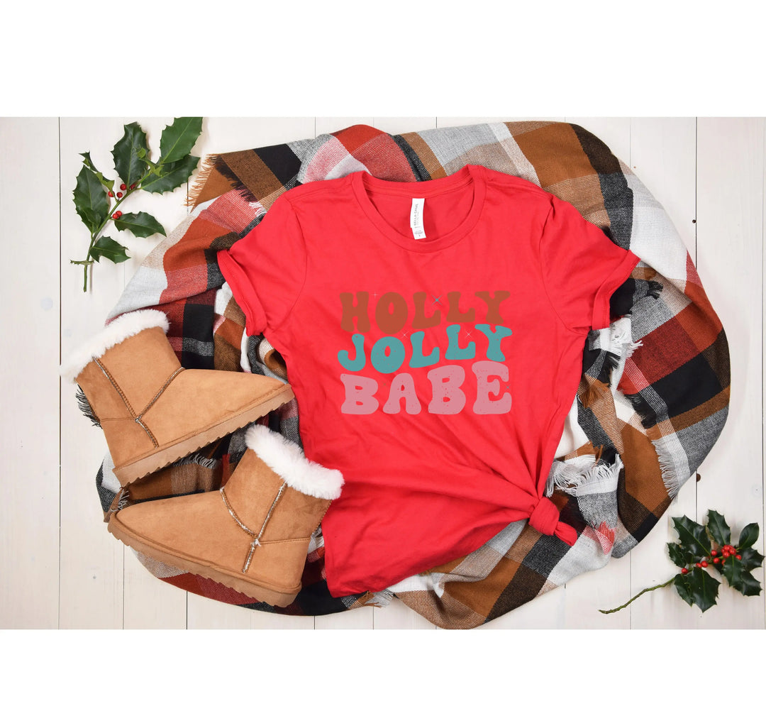 Holly Jolly Babe Shirt | Retro Vintage Christmas Tee Shirtprintingcenter
