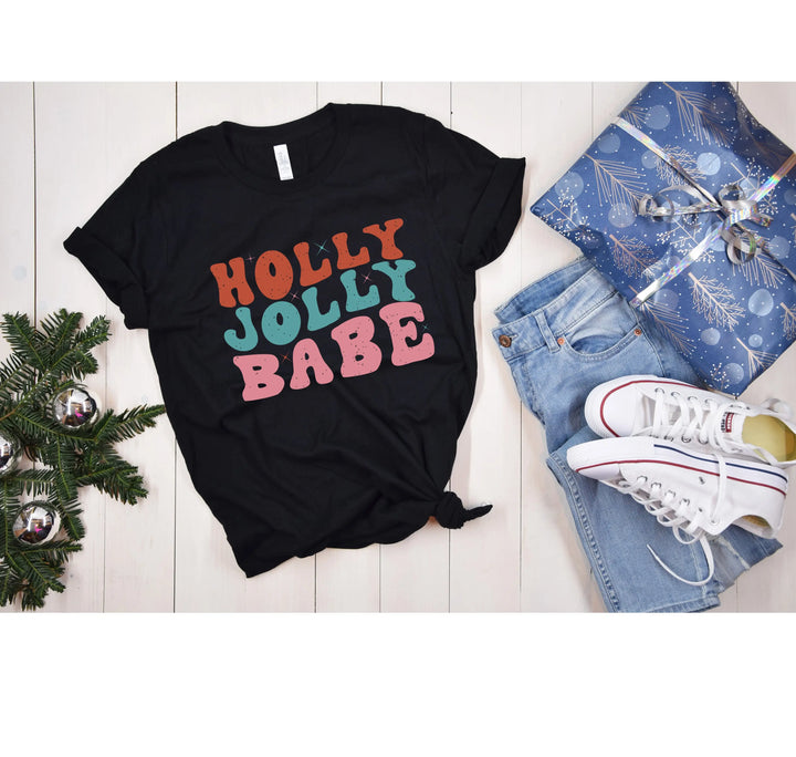 Holly Jolly Babe Shirt | Retro Vintage Christmas Tee Shirtprintingcenter