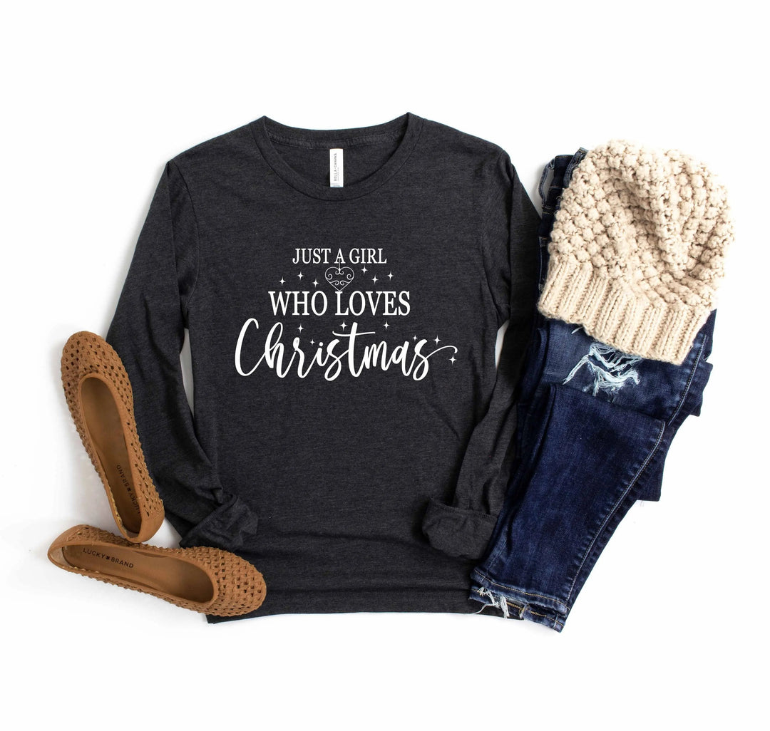 Just a Girl Who Loves Christmas Shirt, Merry Christmas Women's Long Sleeve
