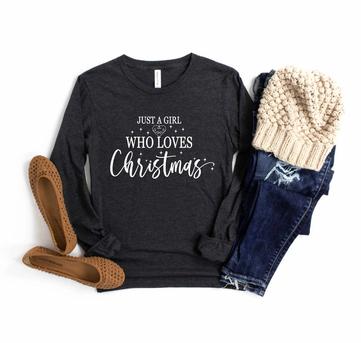 Just a Girl Who Loves Christmas Shirt, Merry Christmas Women's Long Sleeve