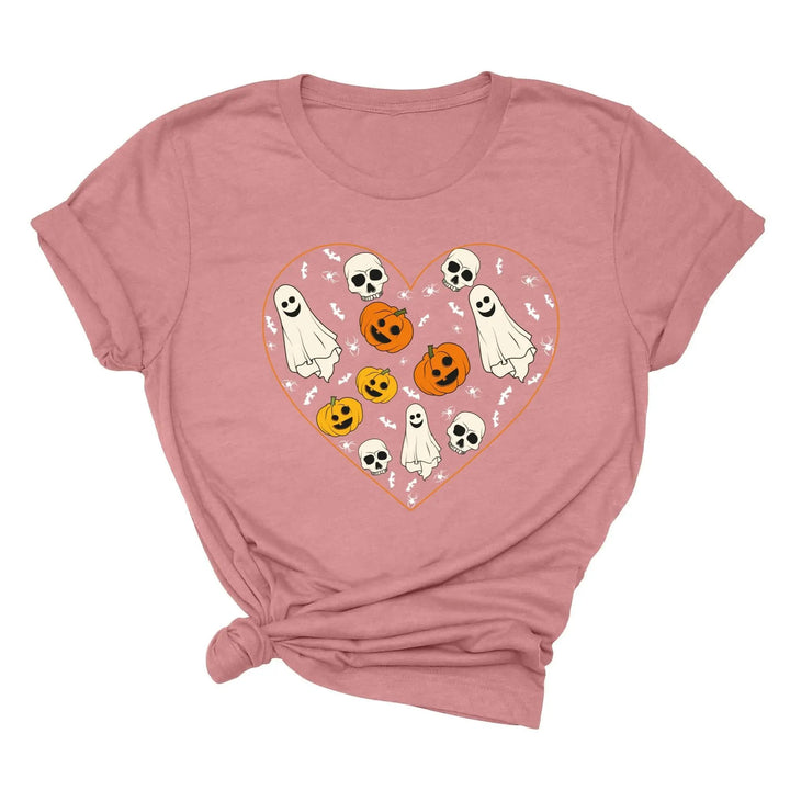 Kids Halloween Heart Shirt | Cute Ghost & Pumpkin | Funny Fall Costume Tee