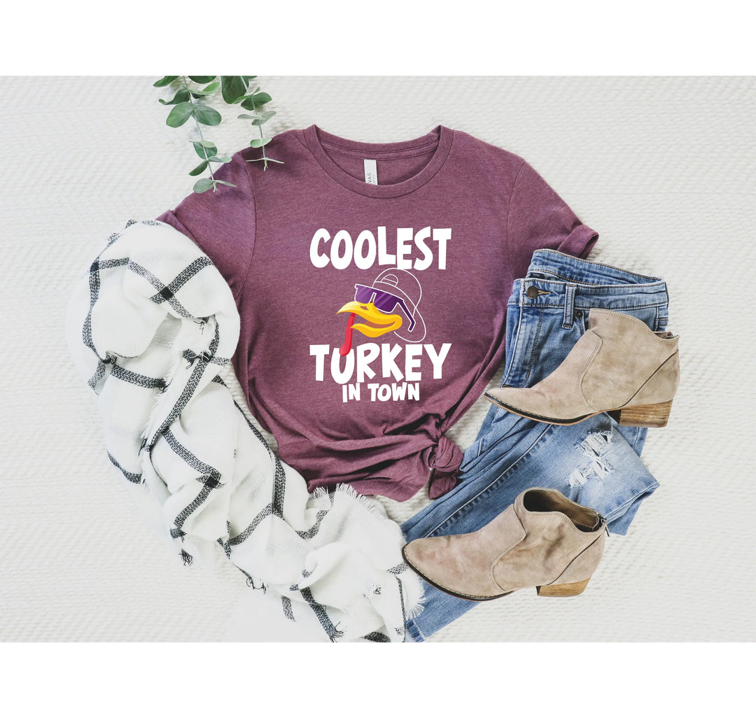 Kids Thanksgiving Shirt | Coolest Turkey in Town Tee Shirtprintingcenter