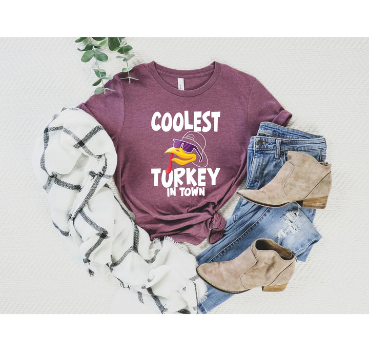 Kids Thanksgiving Shirt | Coolest Turkey in Town Tee Shirtprintingcenter