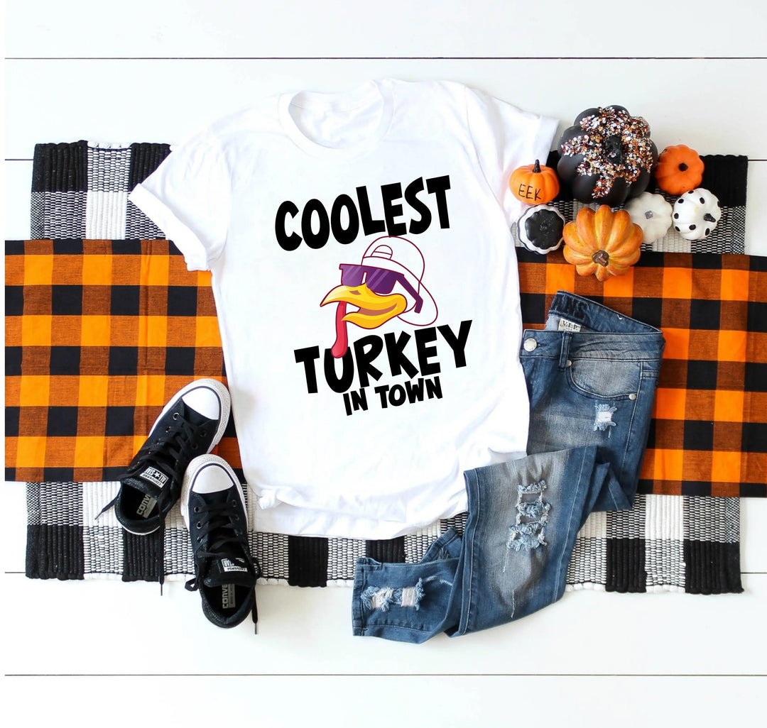 Kids Thanksgiving Shirt | Coolest Turkey in Town Tee Shirtprintingcenter