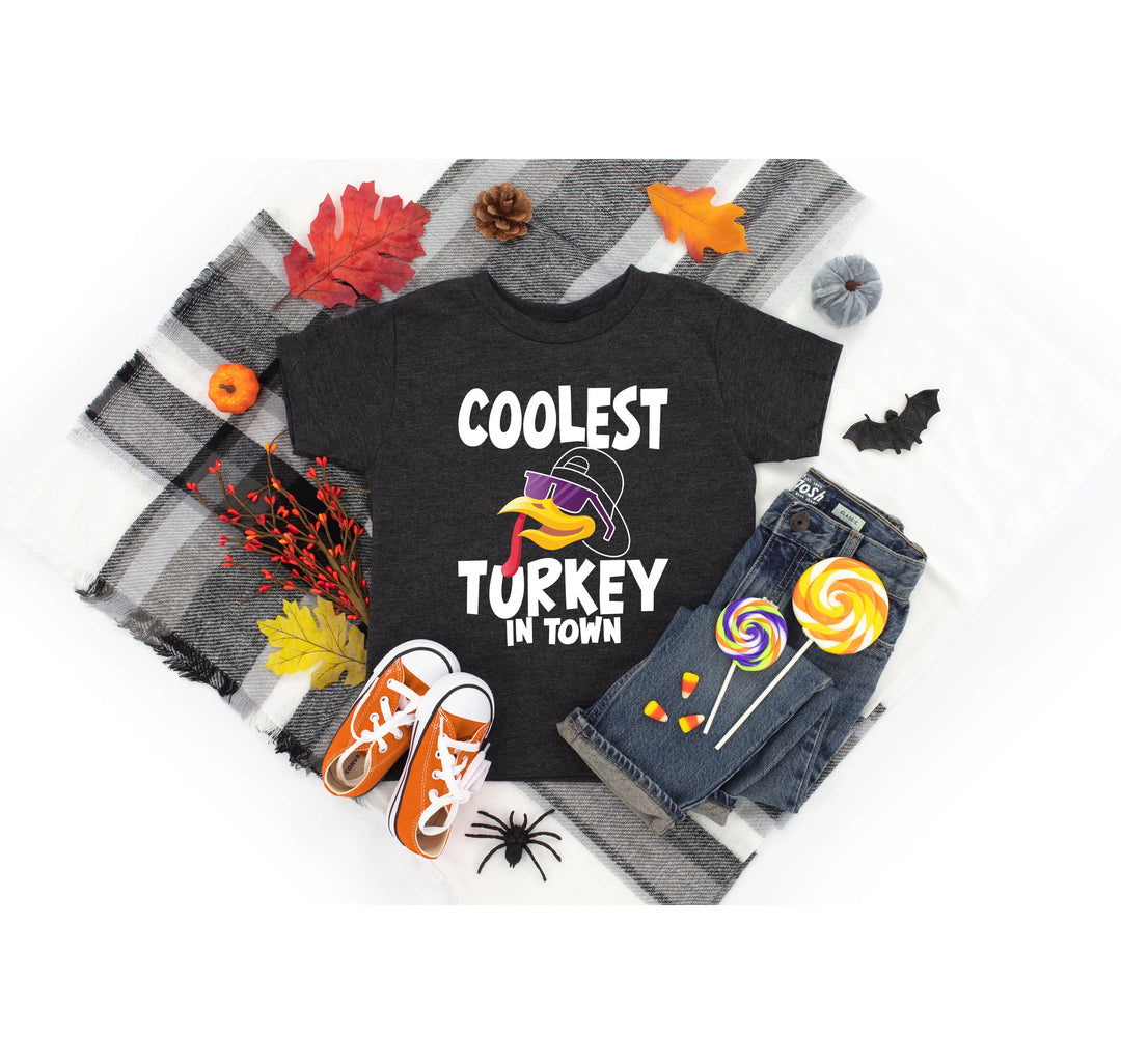 Kids Thanksgiving Shirt | Coolest Turkey in Town Tee Shirtprintingcenter