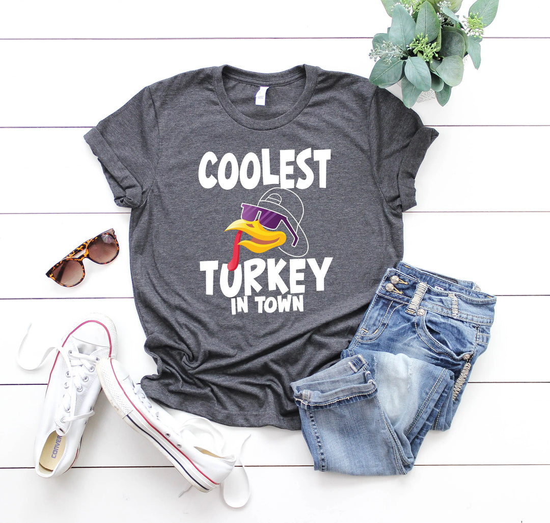 Kids Thanksgiving Shirt | Coolest Turkey in Town Tee Shirtprintingcenter