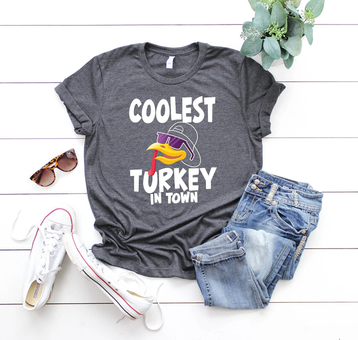 Kids Thanksgiving Shirt | Coolest Turkey in Town Tee Shirtprintingcenter