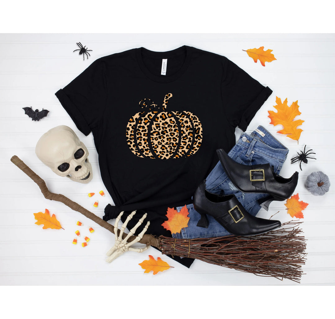 Leopard Pumpkin Shirt | Halloween & Thanksgiving Fall Tee Shirtprintingcenter