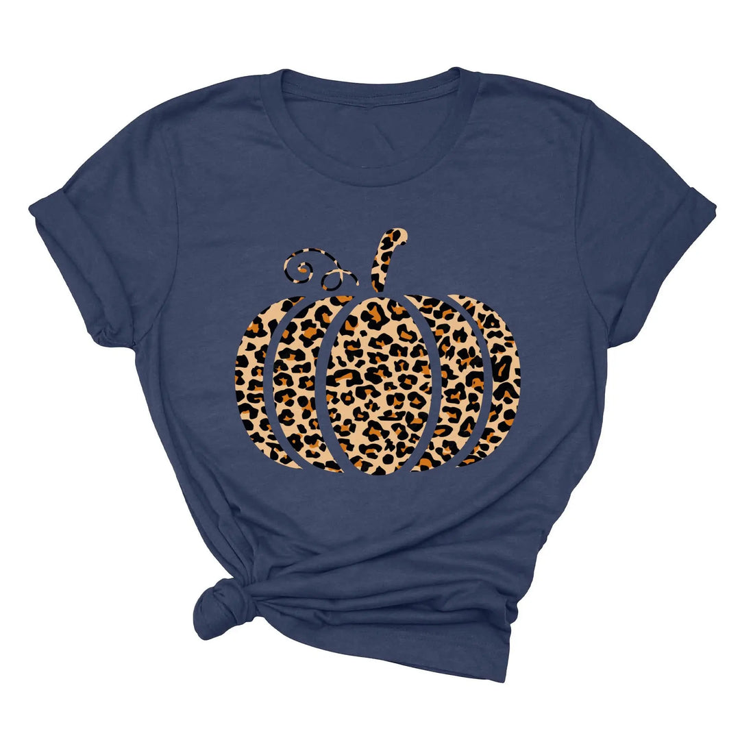 Leopard Pumpkin Shirt | Halloween & Thanksgiving Fall Tee Shirtprintingcenter