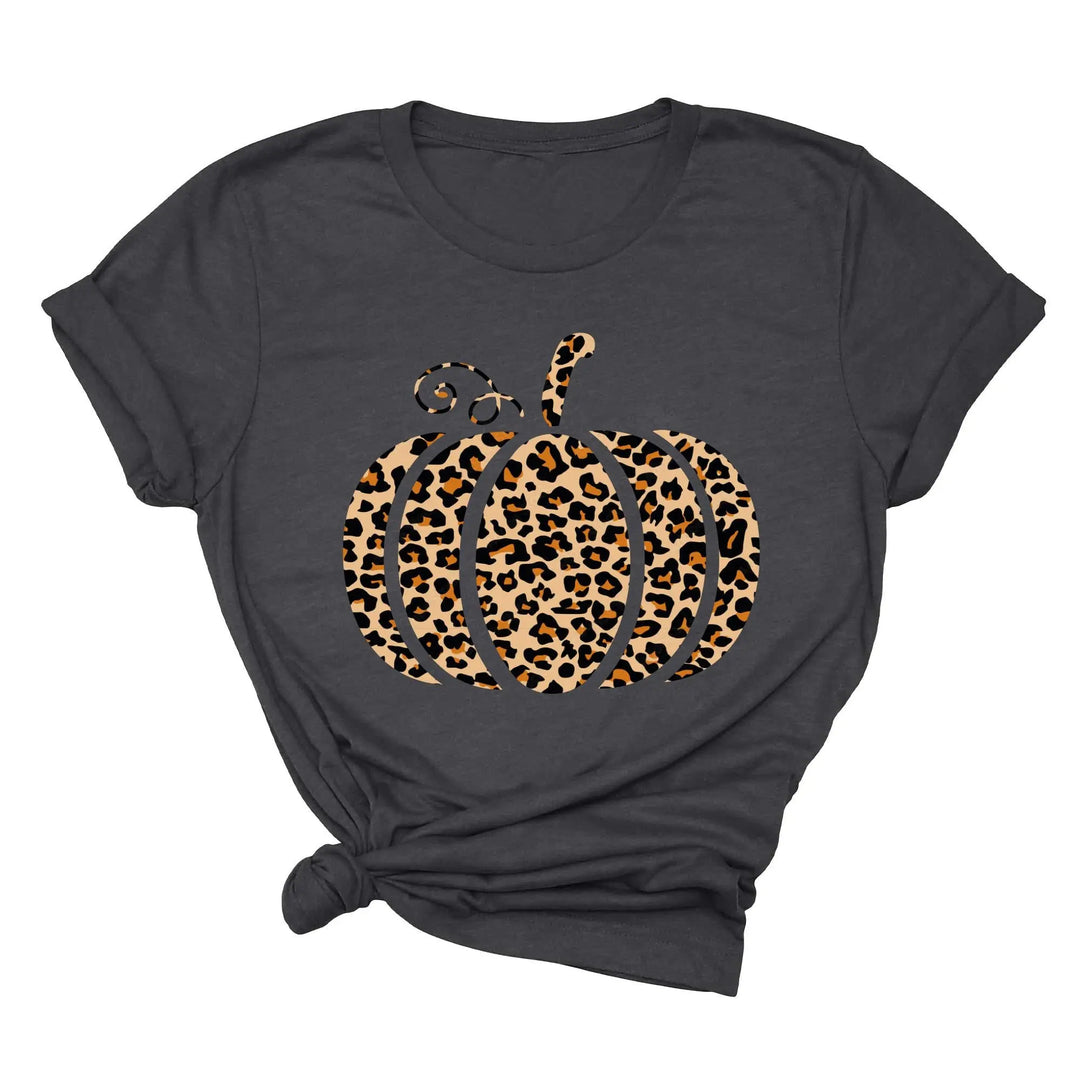 Leopard Pumpkin Shirt | Halloween & Thanksgiving Fall Tee Shirtprintingcenter