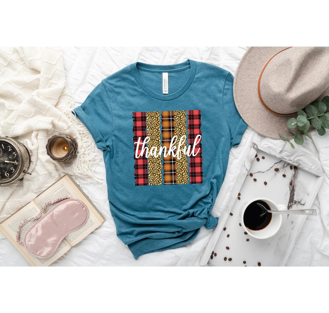 Leopard Thanksgiving Top | Thankful & Blessed Fall Tee Shirtprintingcenter