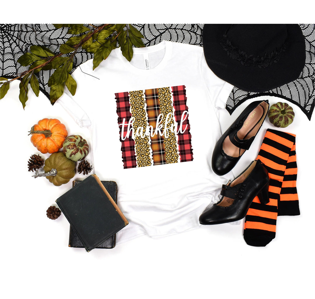 Leopard Thanksgiving Top | Thankful & Blessed Fall Tee Shirtprintingcenter