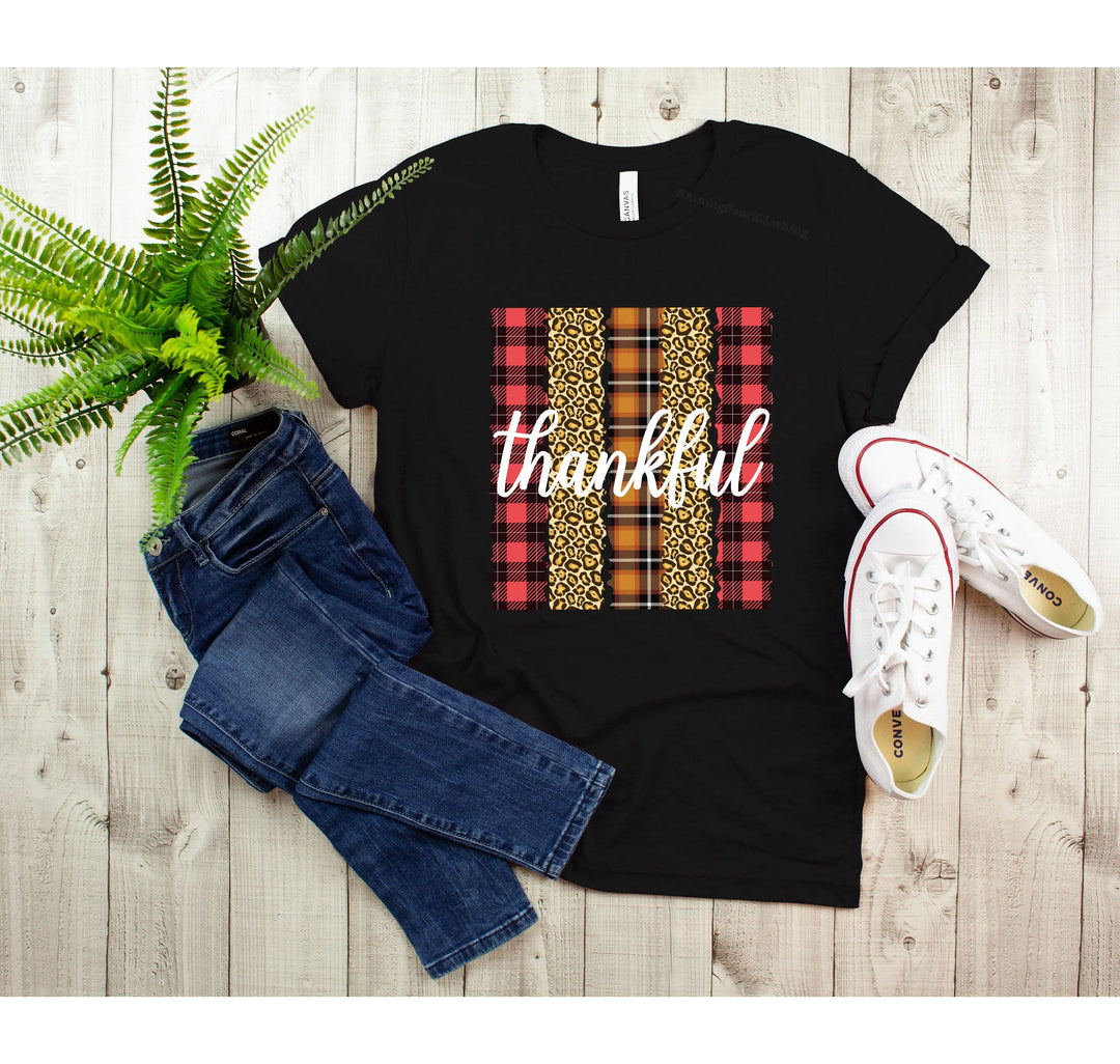 Leopard Thanksgiving Top | Thankful & Blessed Fall Tee Shirtprintingcenter