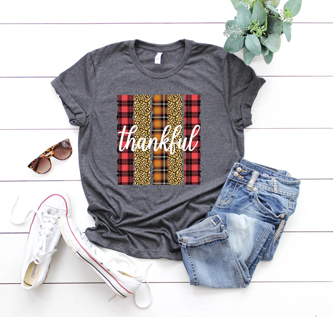 Leopard Thanksgiving Top | Thankful & Blessed Fall Tee Shirtprintingcenter