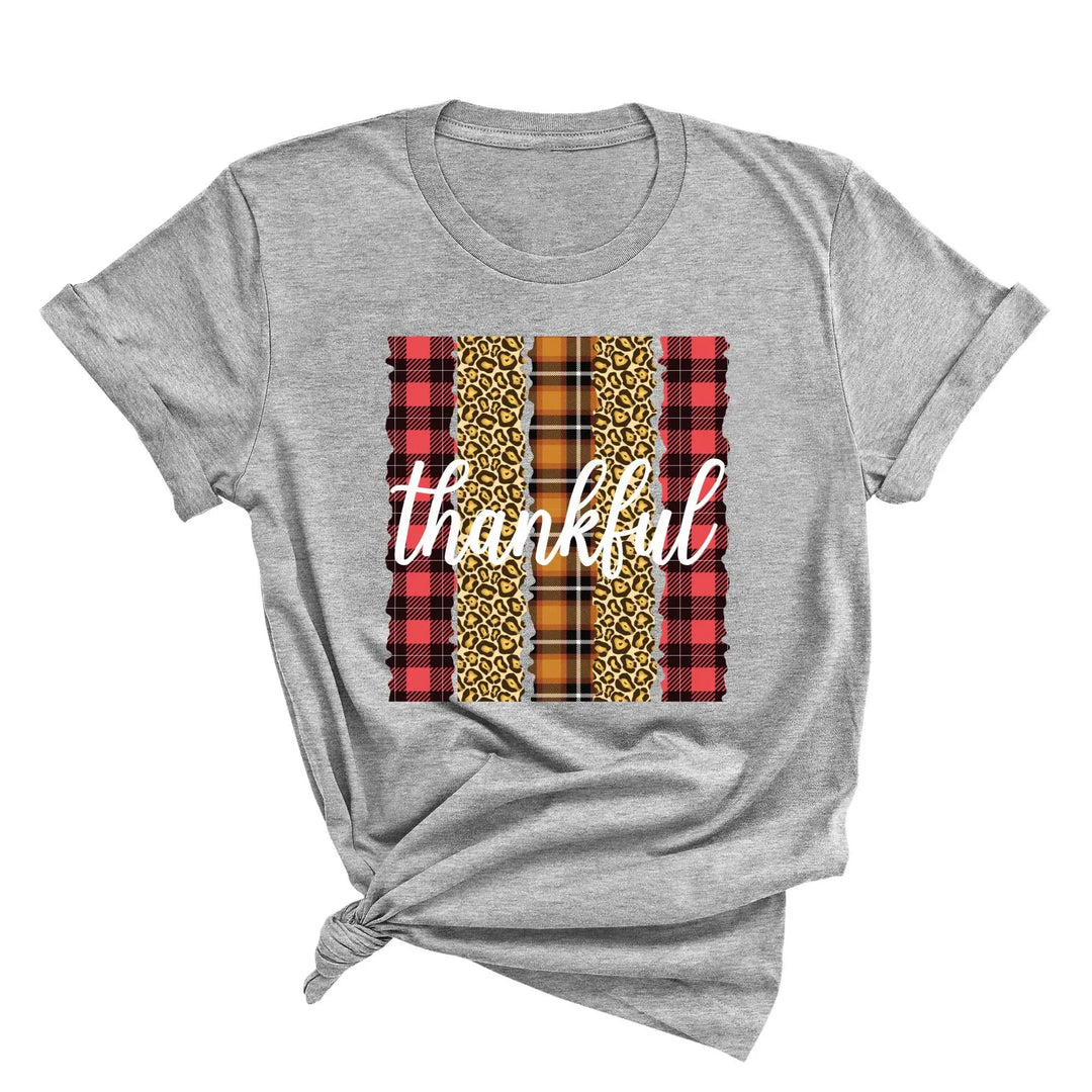 Leopard Thanksgiving Top | Thankful & Blessed Fall Tee Shirtprintingcenter
