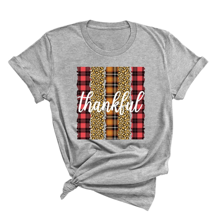 Leopard Thanksgiving Top | Thankful & Blessed Fall Tee Shirtprintingcenter