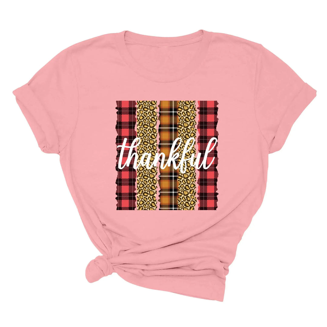 Leopard Thanksgiving Top | Thankful & Blessed Fall Tee Shirtprintingcenter