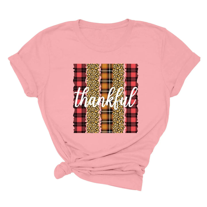 Leopard Thanksgiving Top | Thankful & Blessed Fall Tee Shirtprintingcenter
