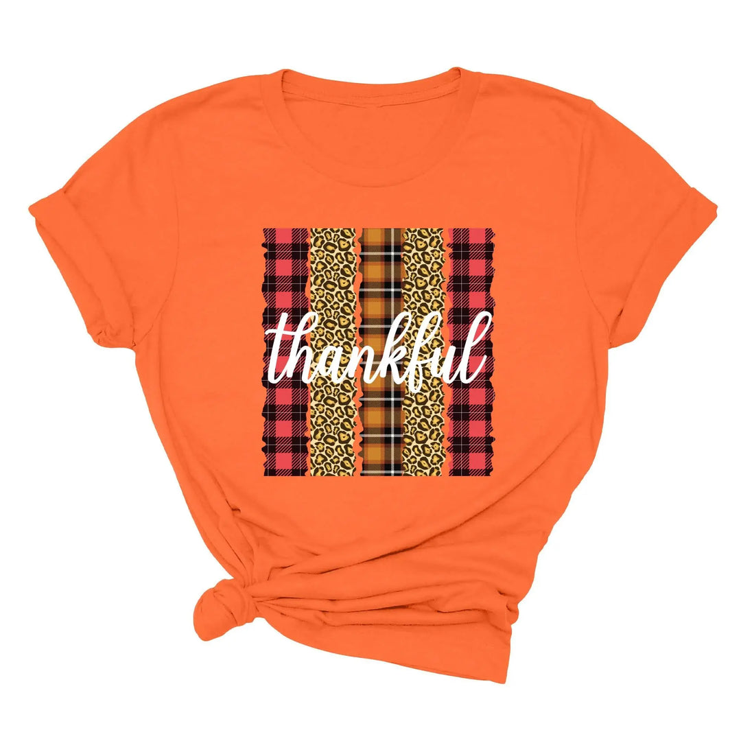 Leopard Thanksgiving Top | Thankful & Blessed Fall Tee Shirtprintingcenter