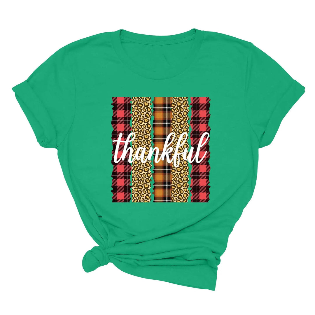Leopard Thanksgiving Top | Thankful & Blessed Fall Tee Shirtprintingcenter