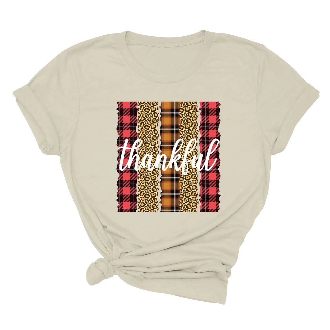 Leopard Thanksgiving Top | Thankful & Blessed Fall Tee Shirtprintingcenter