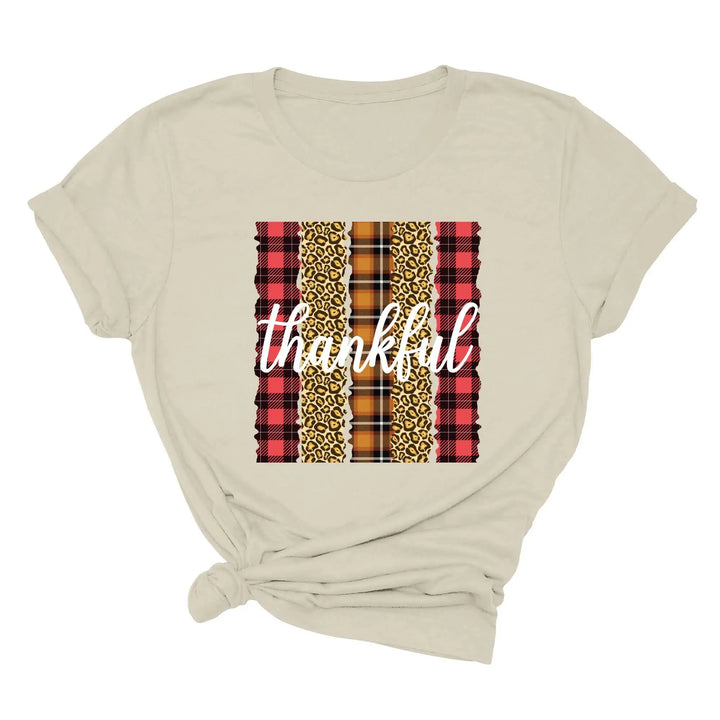 Leopard Thanksgiving Top | Thankful & Blessed Fall Tee Shirtprintingcenter