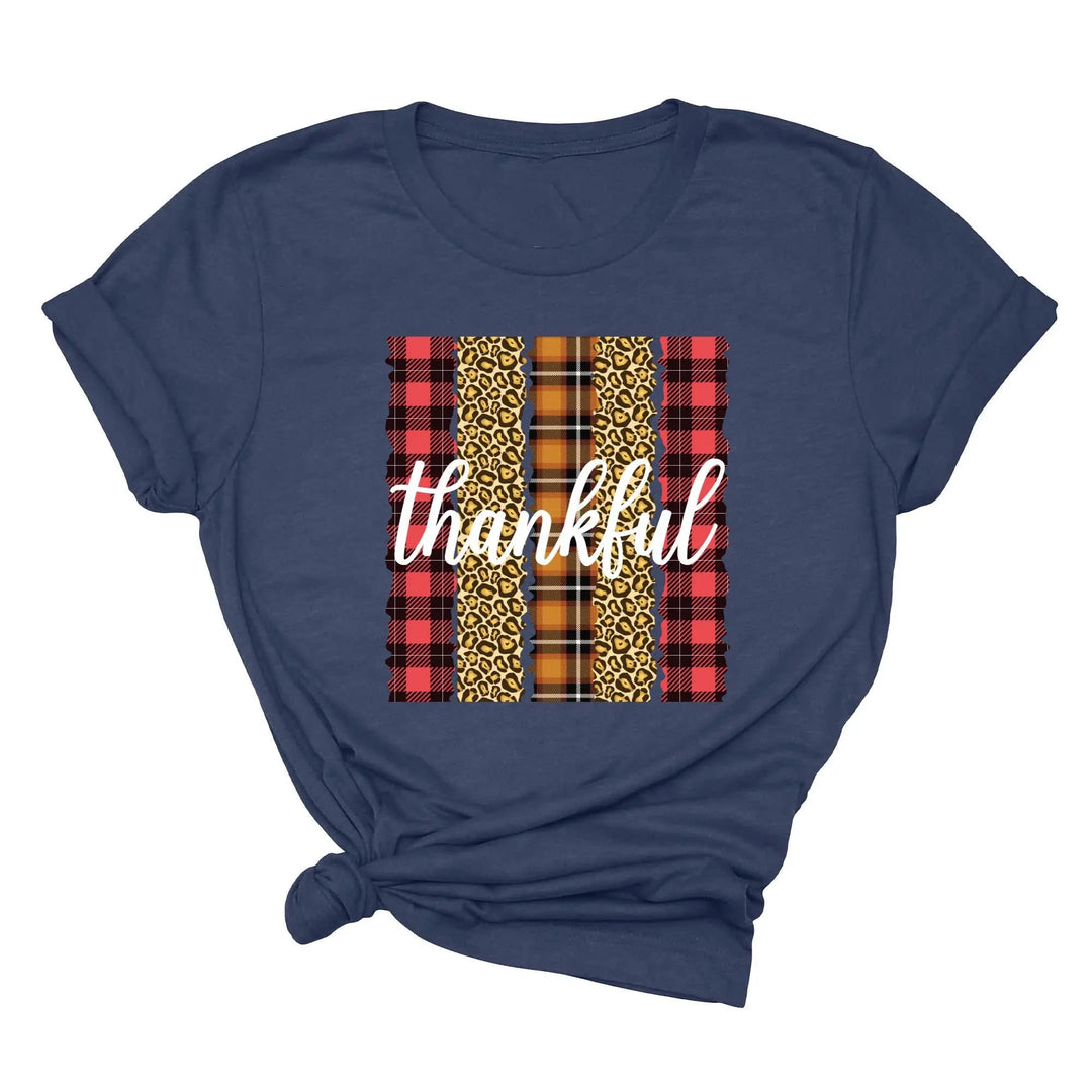 Leopard Thanksgiving Top | Thankful & Blessed Fall Tee Shirtprintingcenter