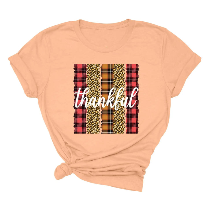 Leopard Thanksgiving Top | Thankful & Blessed Fall Tee Shirtprintingcenter
