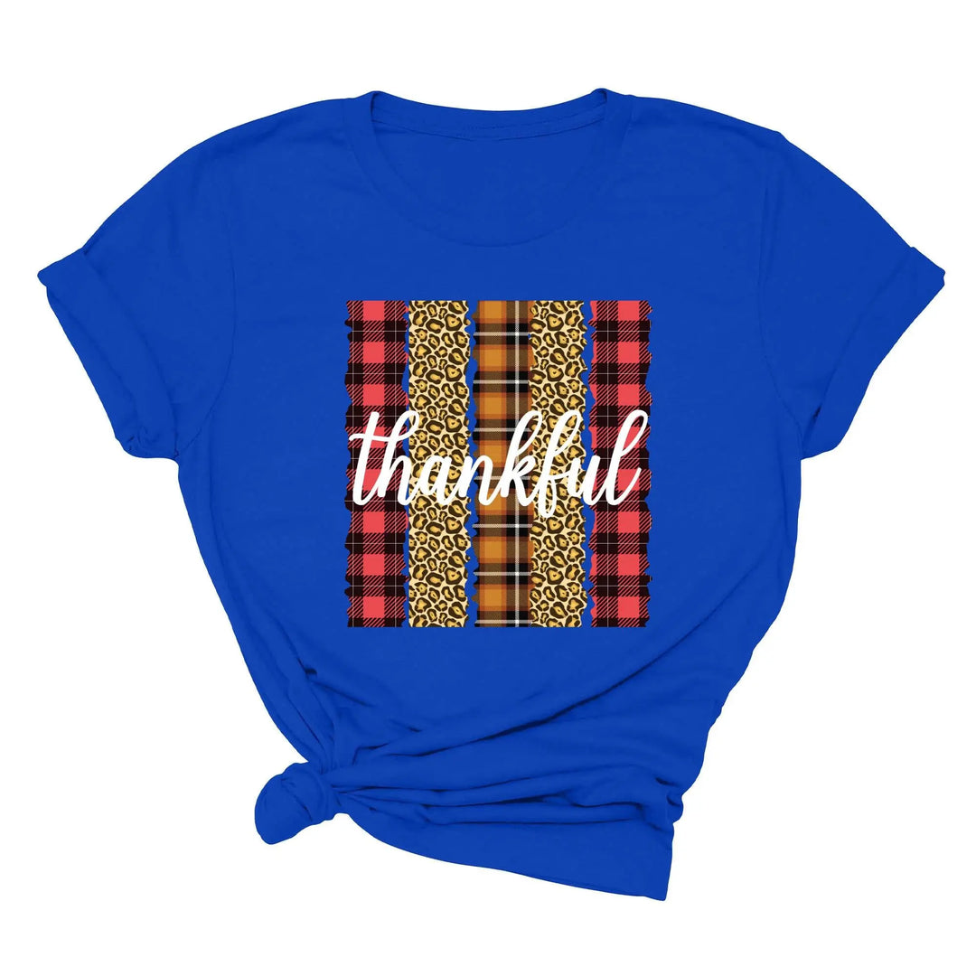 Leopard Thanksgiving Top | Thankful & Blessed Fall Tee Shirtprintingcenter