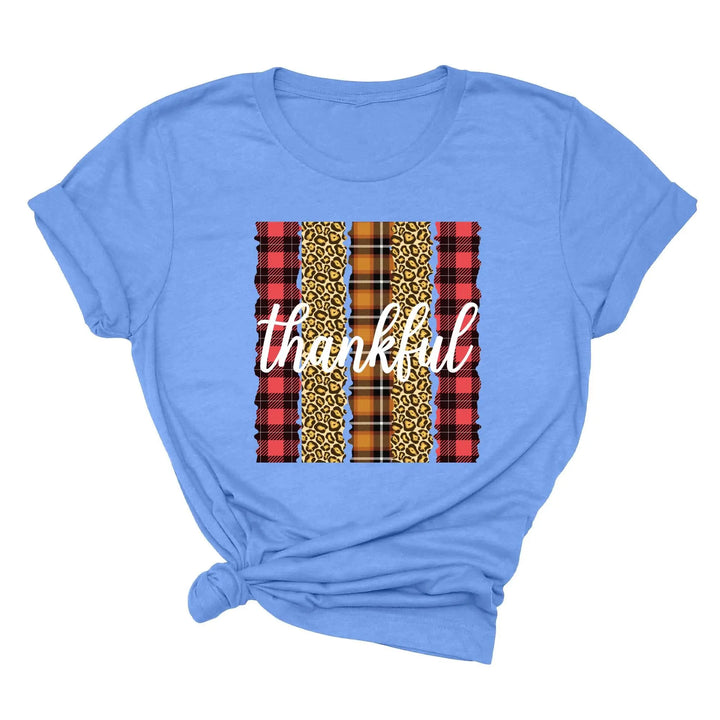 Leopard Thanksgiving Top | Thankful & Blessed Fall Tee Shirtprintingcenter