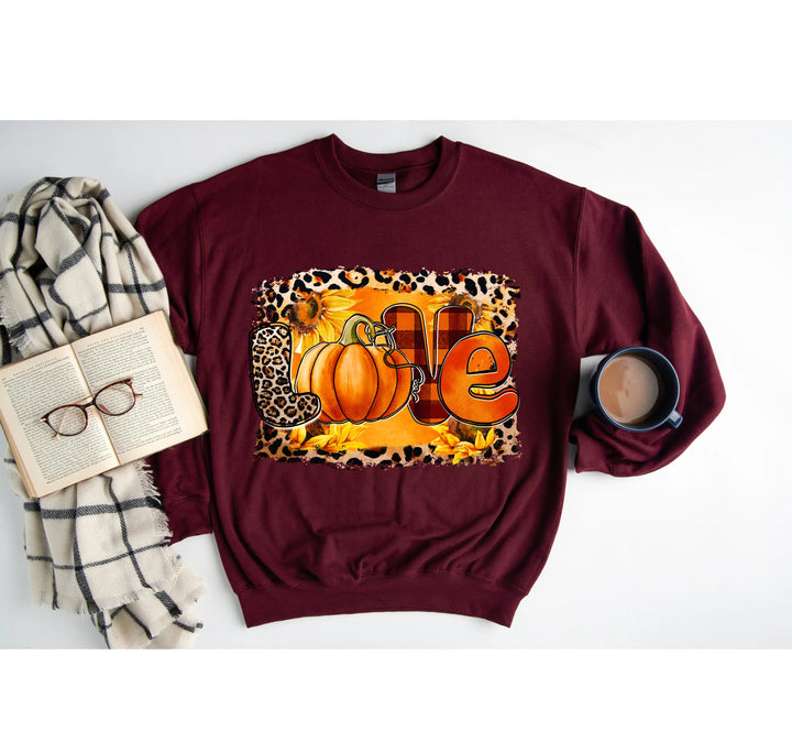 Love Fall Y'all Sweatshirt | Leopard Print Autumn Sweatshirt Shirtprintingcenter