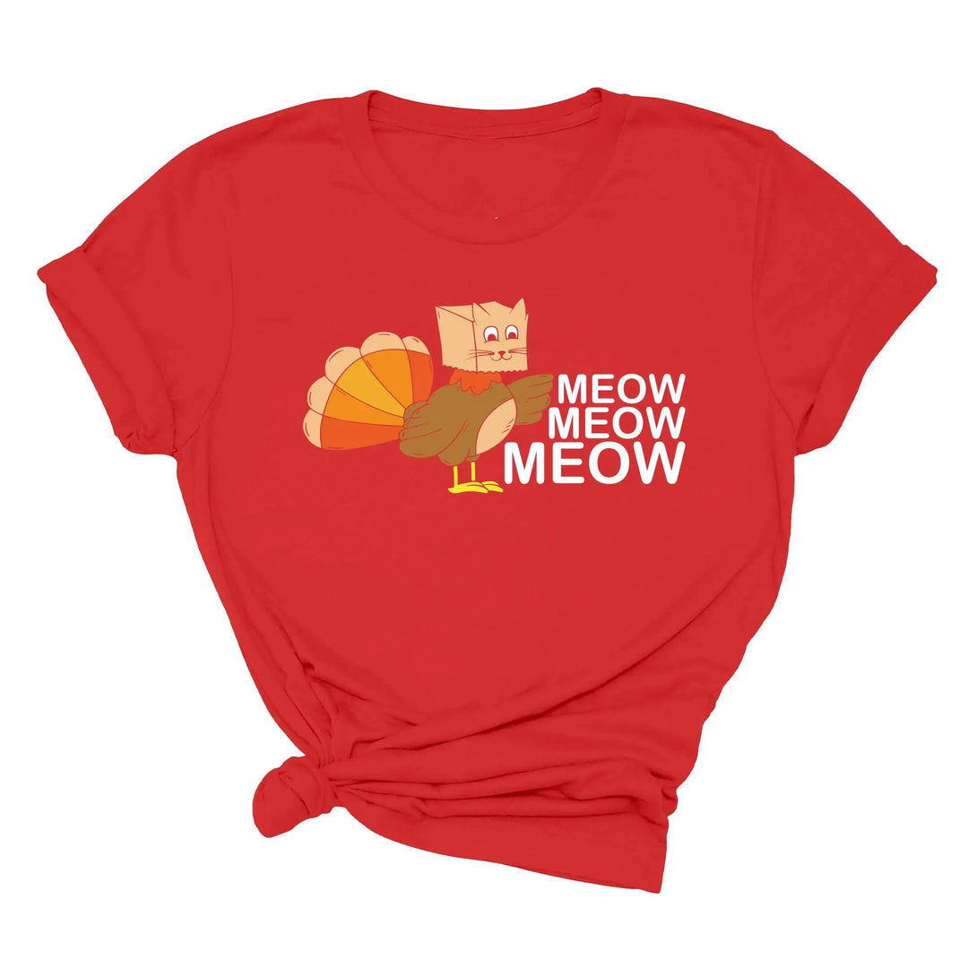 Meow Meow Funny Turkey Thanksgiving Shirt | Thanksgiving Cat Family Tee Shirtprintingcenter