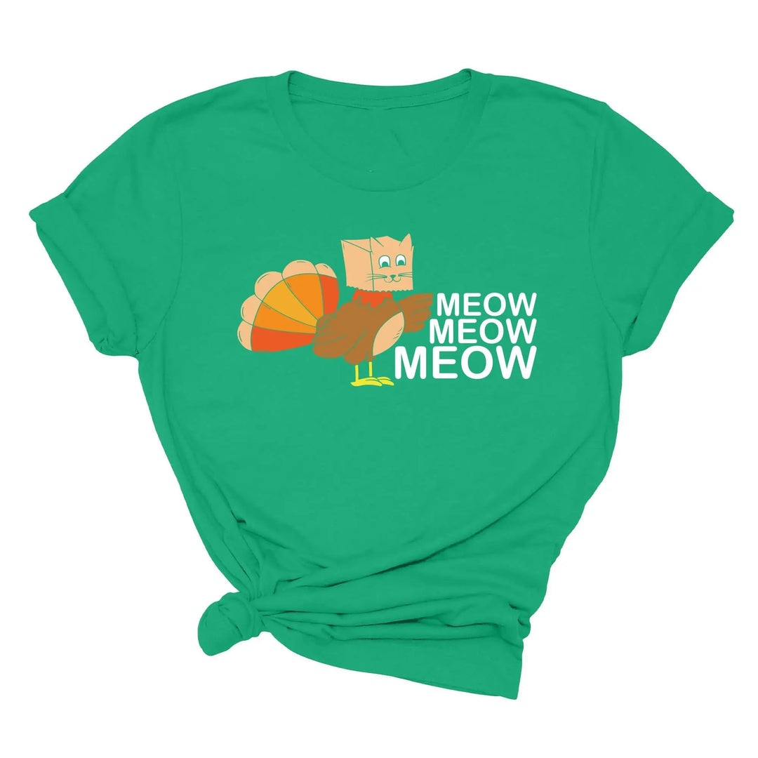 Meow Meow Funny Turkey Thanksgiving Shirt | Thanksgiving Cat Family Tee Shirtprintingcenter