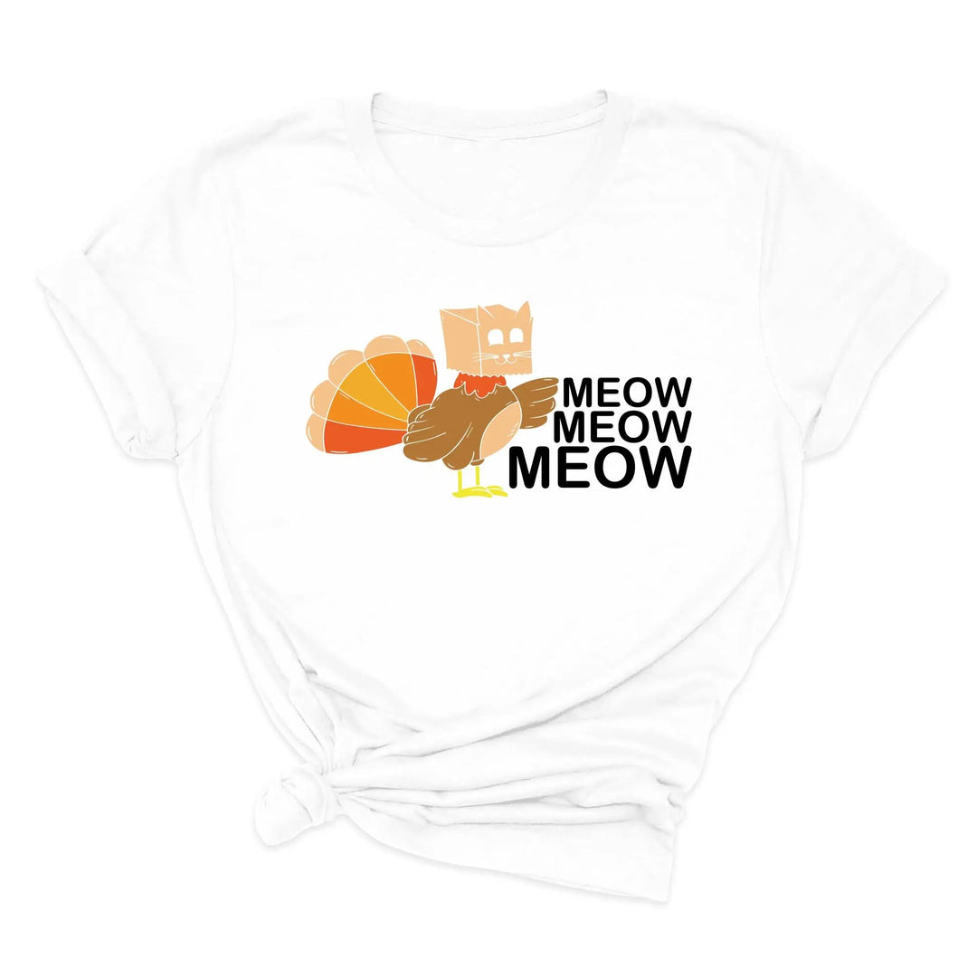 Meow Meow Funny Turkey Thanksgiving Shirt | Thanksgiving Cat Family Tee Shirtprintingcenter