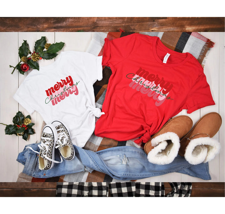 Merry Merry Merry Christmas Shirt | Festive Family Holiday Tee Shirtprintingcenter