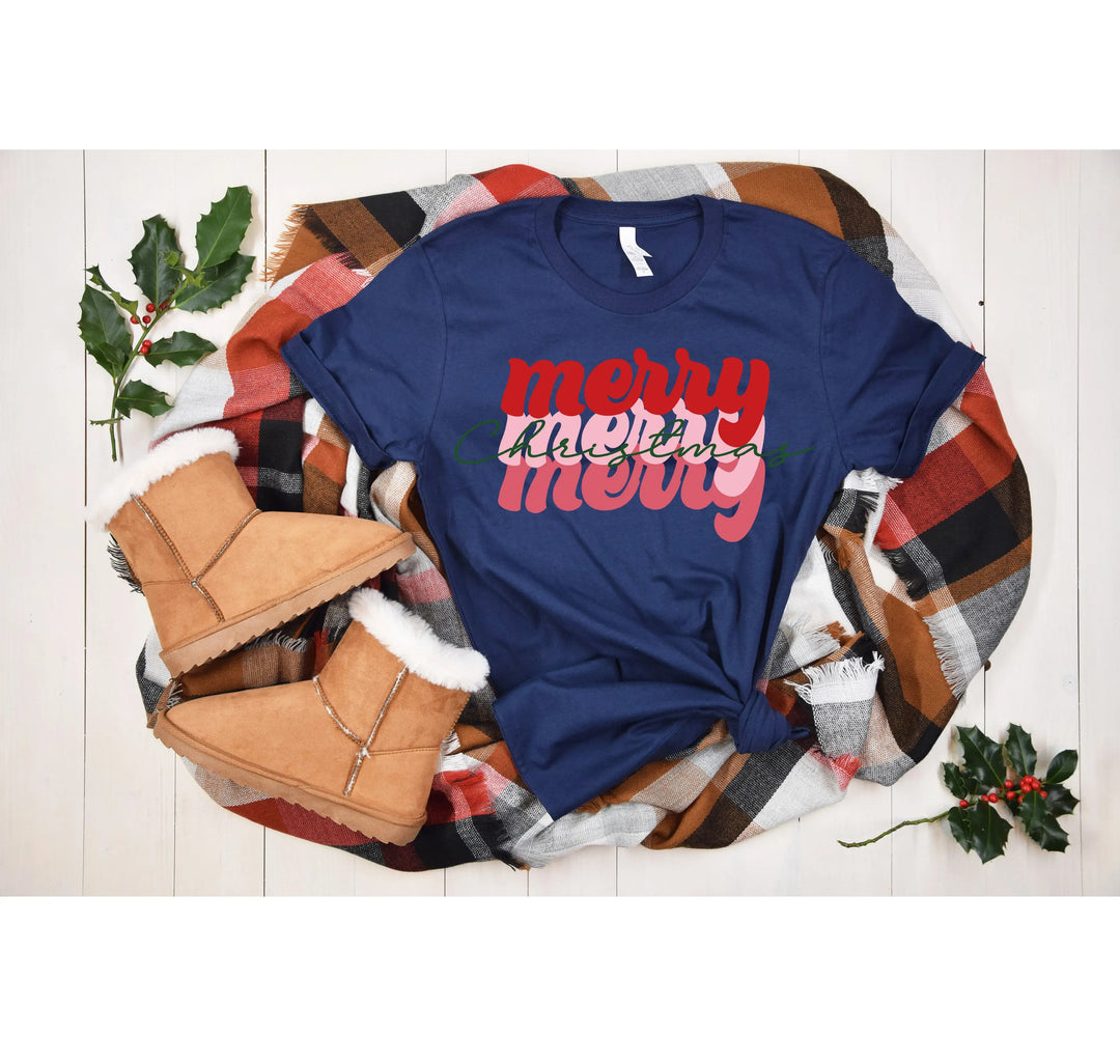 Merry Merry Merry Christmas Shirt | Festive Family Holiday Tee Shirtprintingcenter
