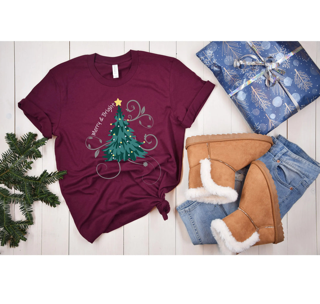 Merry and Bright Shirt | Christmas Tree Family Tee Shirtprintingcenter