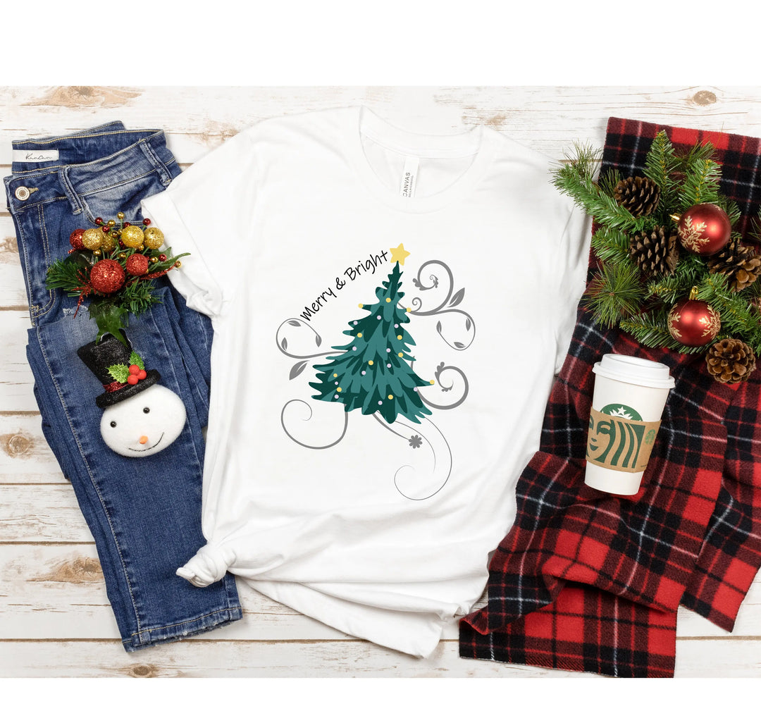 Merry and Bright Shirt | Christmas Tree Family Tee Shirtprintingcenter