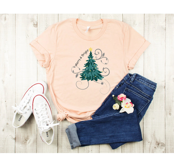 Merry and Bright Shirt | Christmas Tree Family Tee Shirtprintingcenter