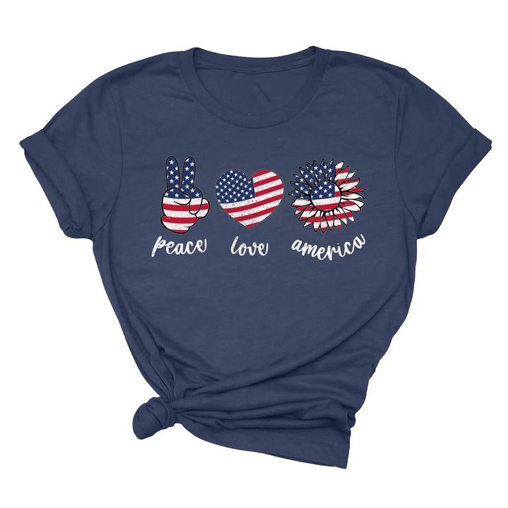Peace Love America Shirt - USA Flag & Sunflower Patriotic 4th of July Tee Shirtprintingcenter
