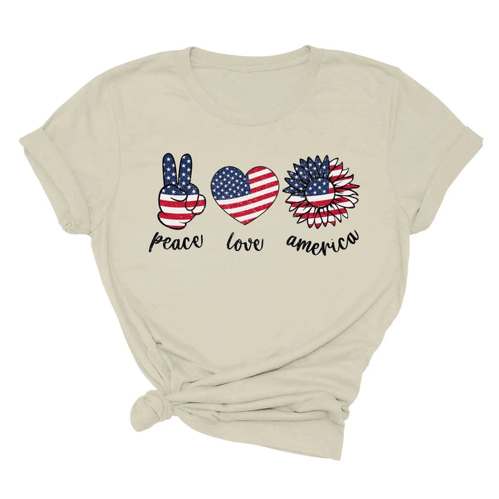 Peace Love America Shirt - USA Flag & Sunflower Patriotic 4th of July Tee Shirtprintingcenter