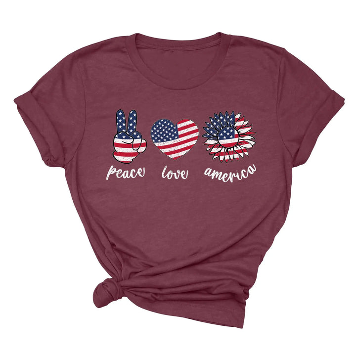 Peace Love America Shirt - USA Flag & Sunflower Patriotic 4th of July Tee Shirtprintingcenter