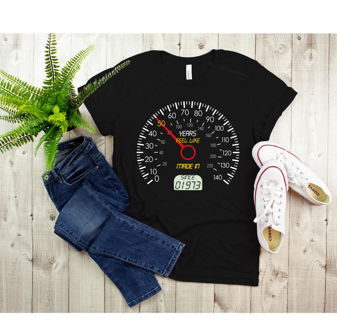 Personalized 50th Speedometer Shirt - Vintage 1973 Birthday Gift