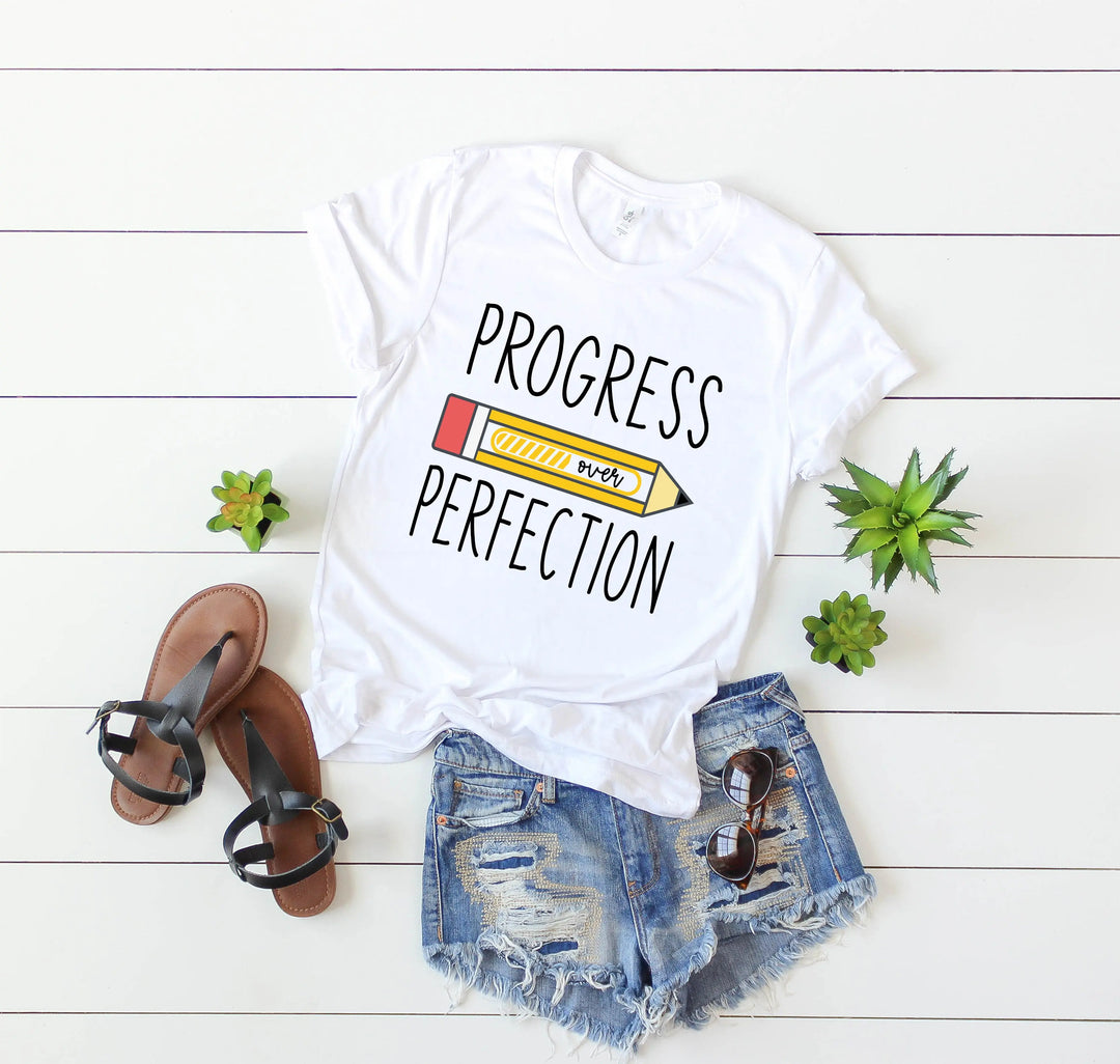 Progress Over Perfection Shirt, Retro Teacher Tee, New Teacher Gifts Shirtprintingcenter