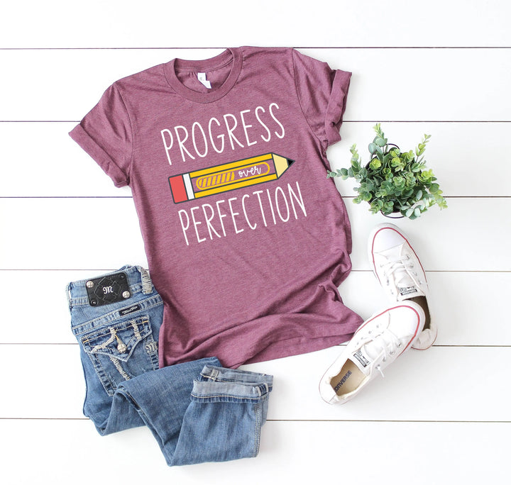 Progress Over Perfection Shirt, Retro Teacher Tee, New Teacher Gifts Shirtprintingcenter
