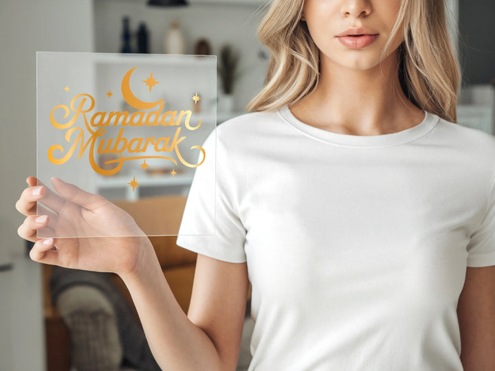 Transferencias DTF de oro para Ramadán Mubarak | Transferencias DTF del Día Islámico | Transferencias DTF de regalos para Ramadán