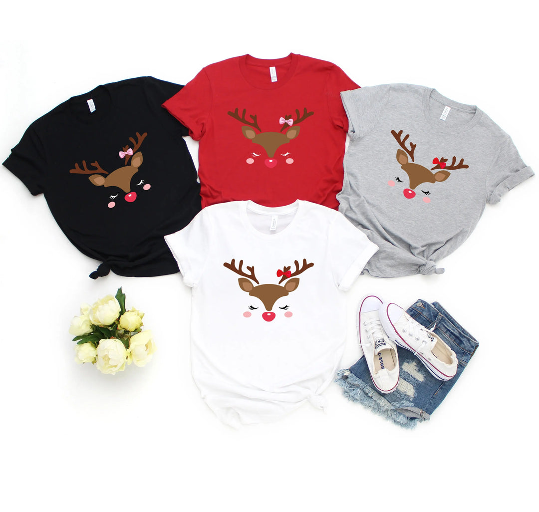 Reindeer Face Tee | Merry Christmas Family Matching Shirt Shirtprintingcenter