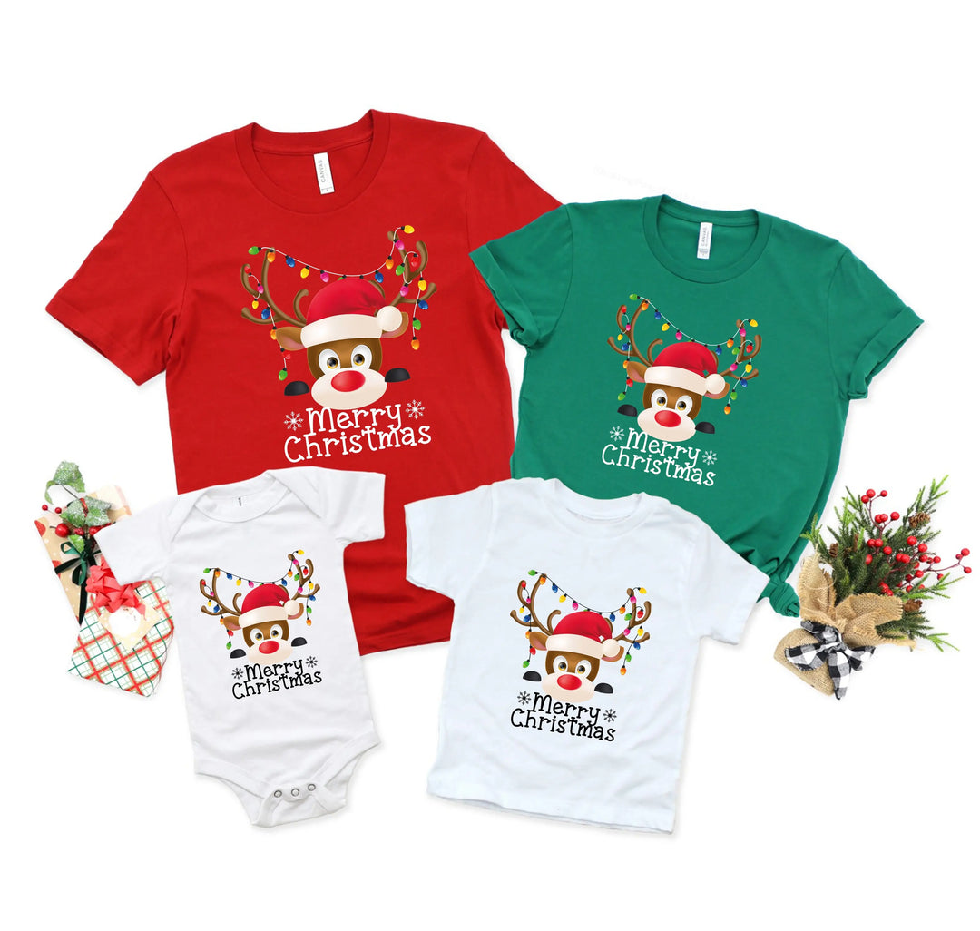 Reindeer Face Tee | Merry Christmas Family Matching Shirt Shirtprintingcenter