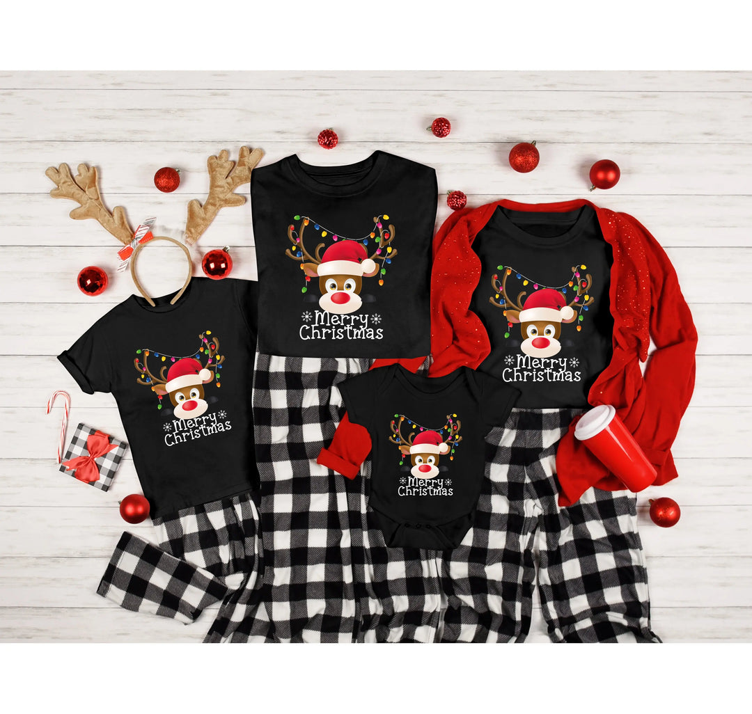 Reindeer Face Tee | Merry Christmas Family Matching Shirt Shirtprintingcenter