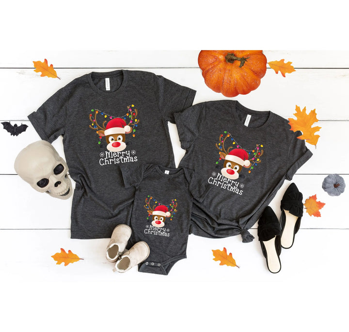 Reindeer Face Tee | Merry Christmas Family Matching Shirt Shirtprintingcenter